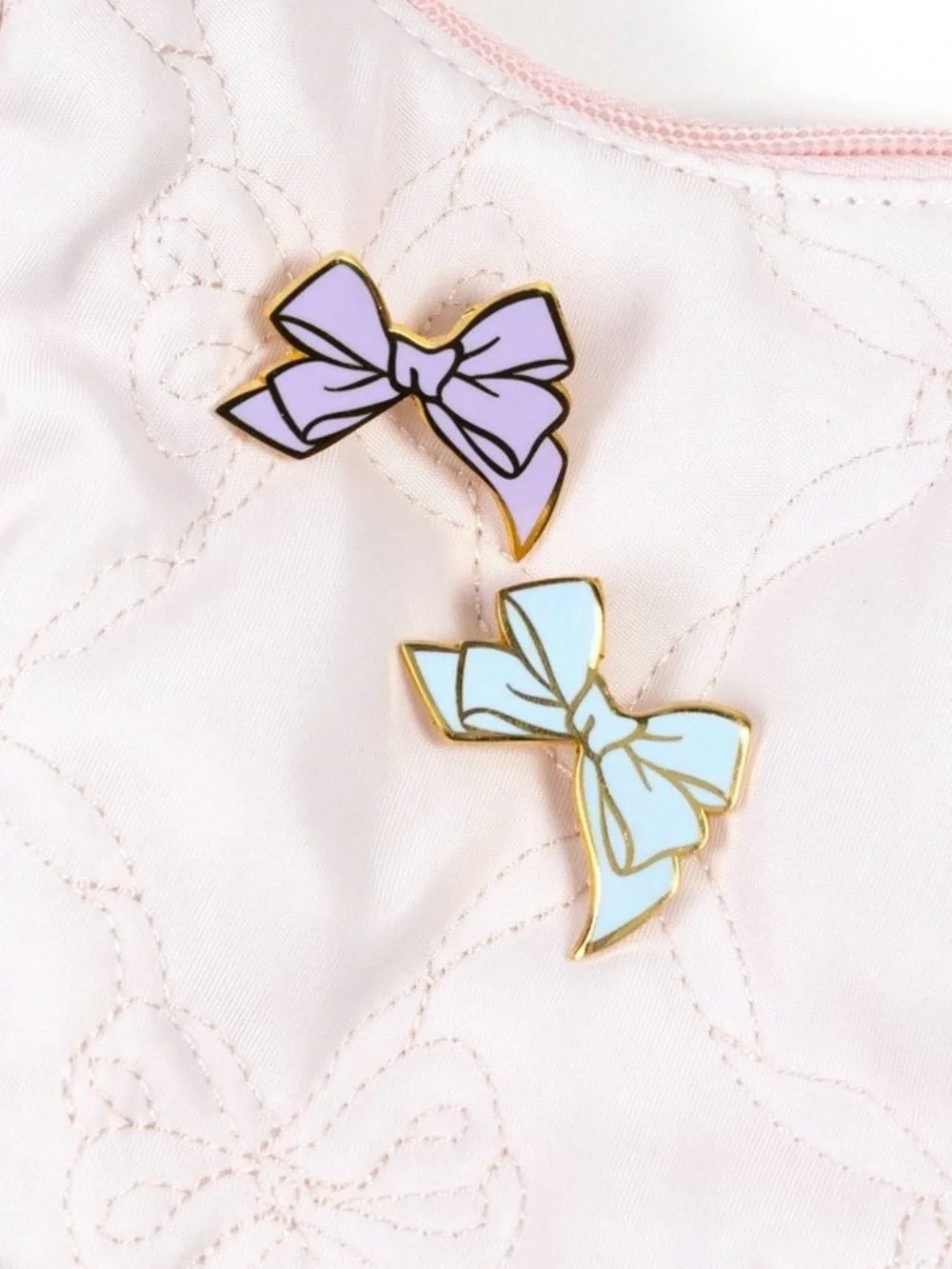 LoveShackFancy Enamel Bow Pin Set - Pink, Lavender, White, Light Blue